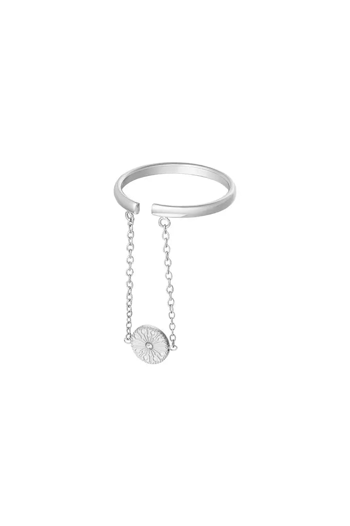 Ring cirkel met ketting Zilver Stainless Steel