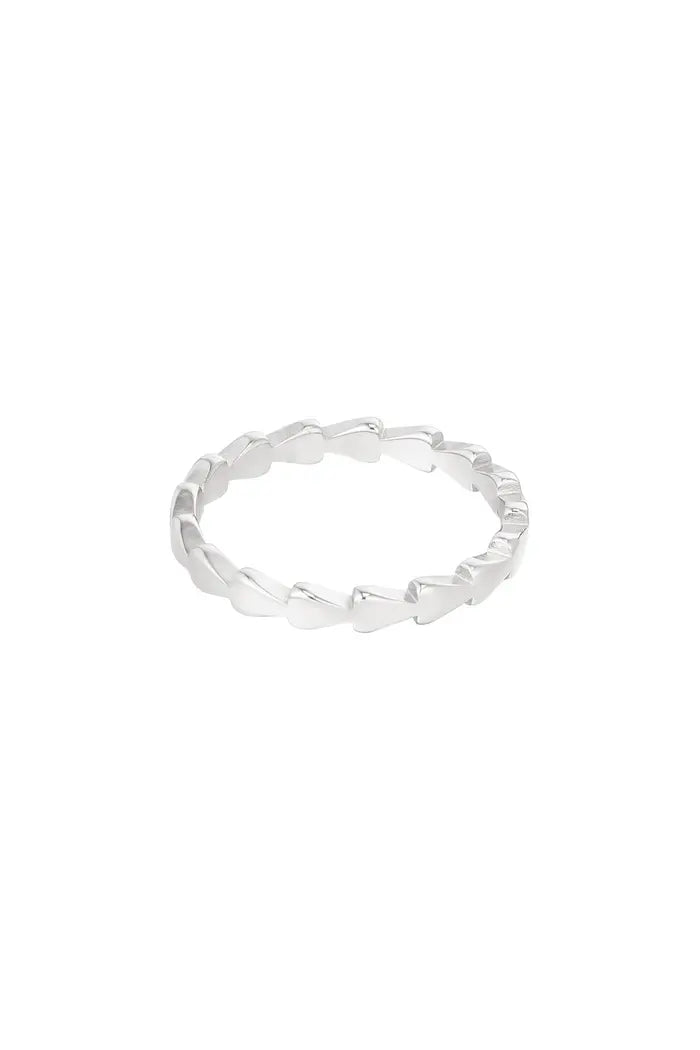 Ring verbonden driehoekjes Zilver Stainless Steel