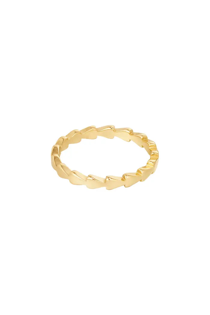 Ring verbonden driehoekjes Goud Stainless Steel