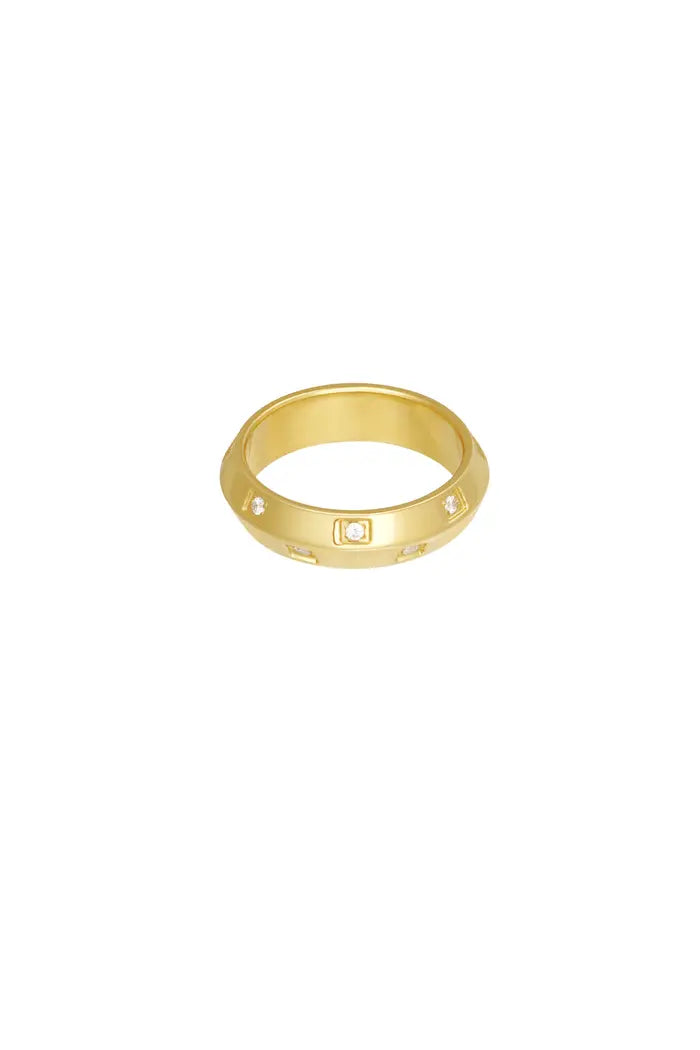 Ring aesthetic steentjes Goud Stainless Steel