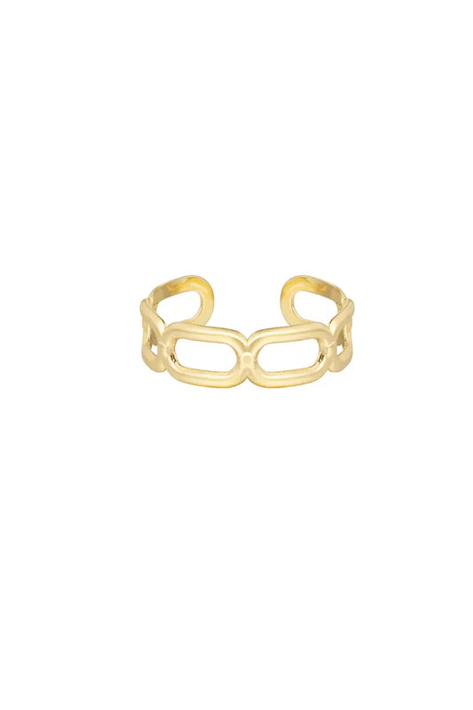 Ring langwerpige schakel goud Stainless Steel