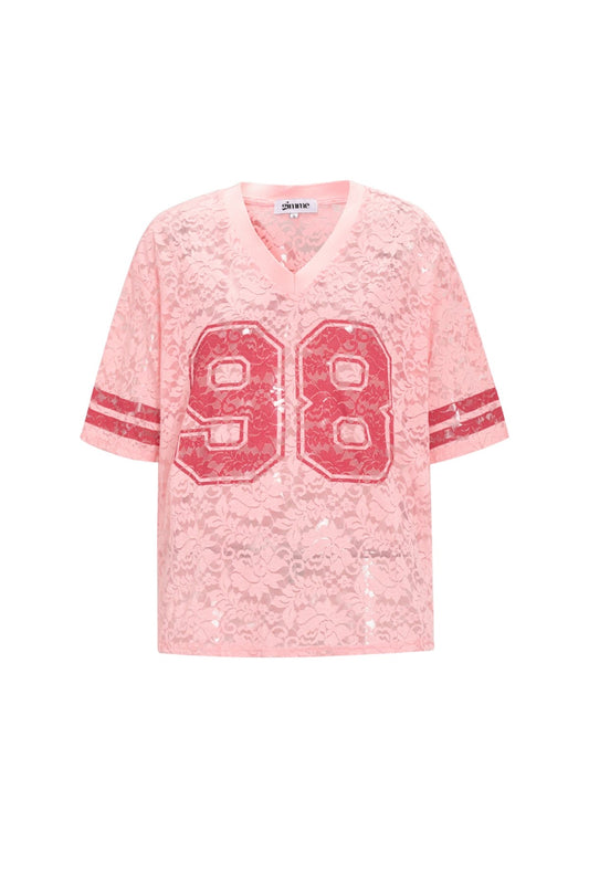 (Pre-order verzending in week 15) Roze T-shirt 98 doorzichtig met korte mouwen