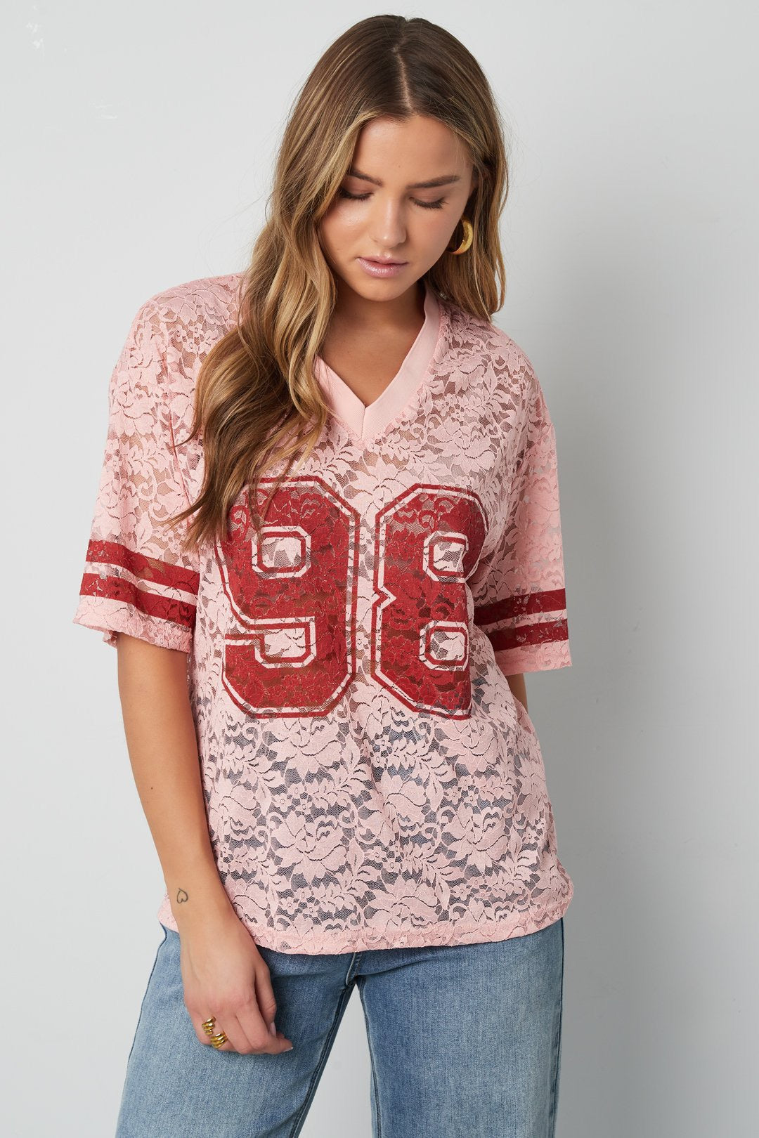 Roze T-shirt 98 doorzichtig met korte mouwen